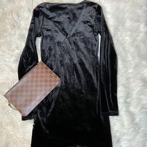 Black velvet mini dress